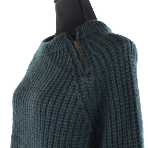 Wooden Ships Christy Zip Crew Mohair Wool Blend Knit Navy Sweater M/L Pullover - Picture 3 of 7